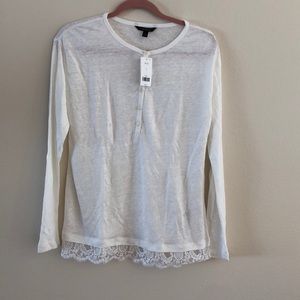 NWT Banana Republic white top w/ lace trim
